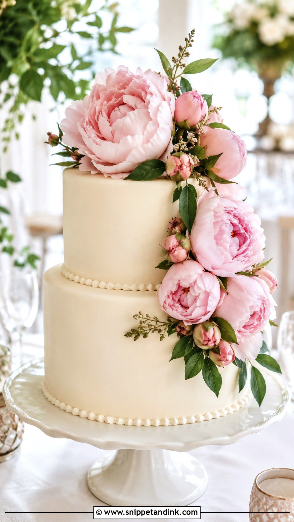 Fresh Peony Wedding Cake - Snippet and Ink - 20 Fresh Flowers on Cakes for Wedding