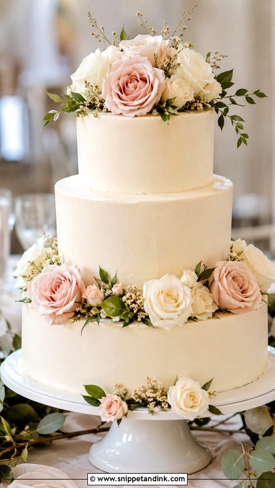 Fresh Rose Wedding Cake - Snippet and Ink - 20 Fresh Flowers on Cakes for Wedding