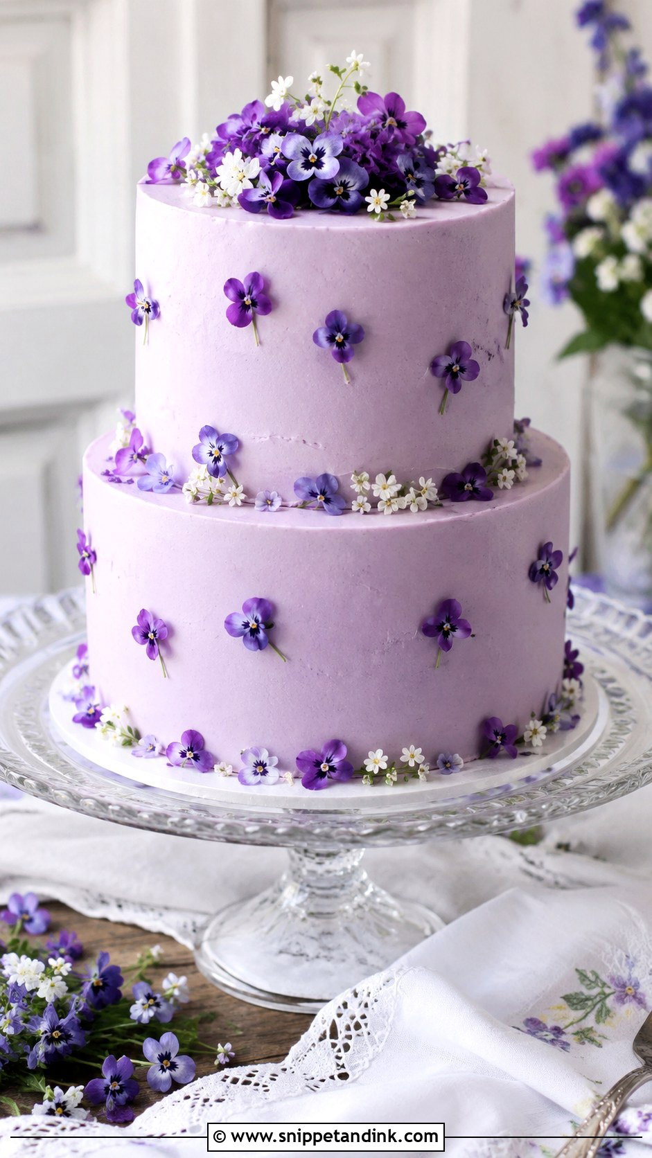 Fresh Violet Wedding Cake - Snippet and Ink - 20 Fresh Flowers on Cakes for Wedding