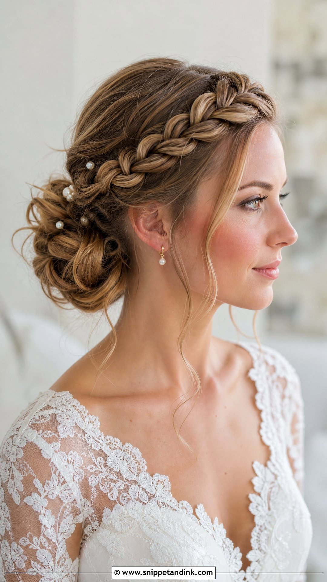 Front Braid Bun Wedding Hairstyle - Snippet and Ink - 15 Front Hairdo Wedding Hairstyles