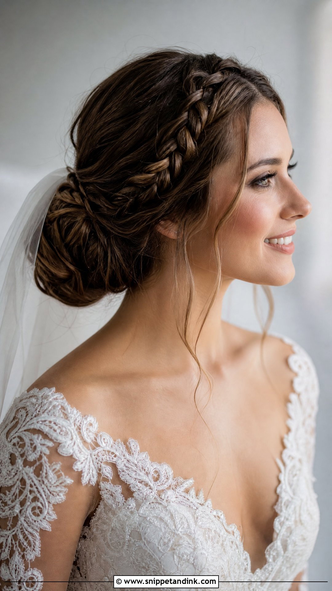 Front Braid Into Low Bun - Snippet and Ink - 20 Front Bridal Hairstyles