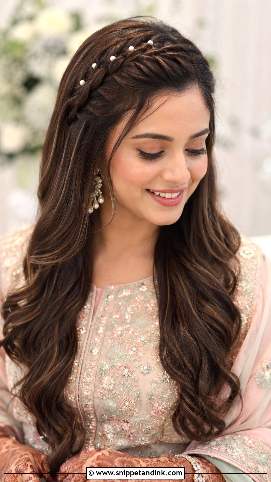 Front Braid With Open Hair - Snippet and Ink - 30 Indian Wedding Front Hairstyles