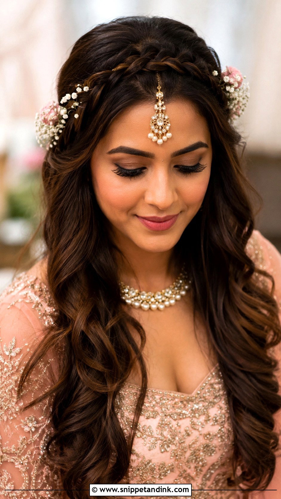 Front Braided Headband for Indian Bride - Snippet and Ink - 25 Indian Bridal Front Hairstyles