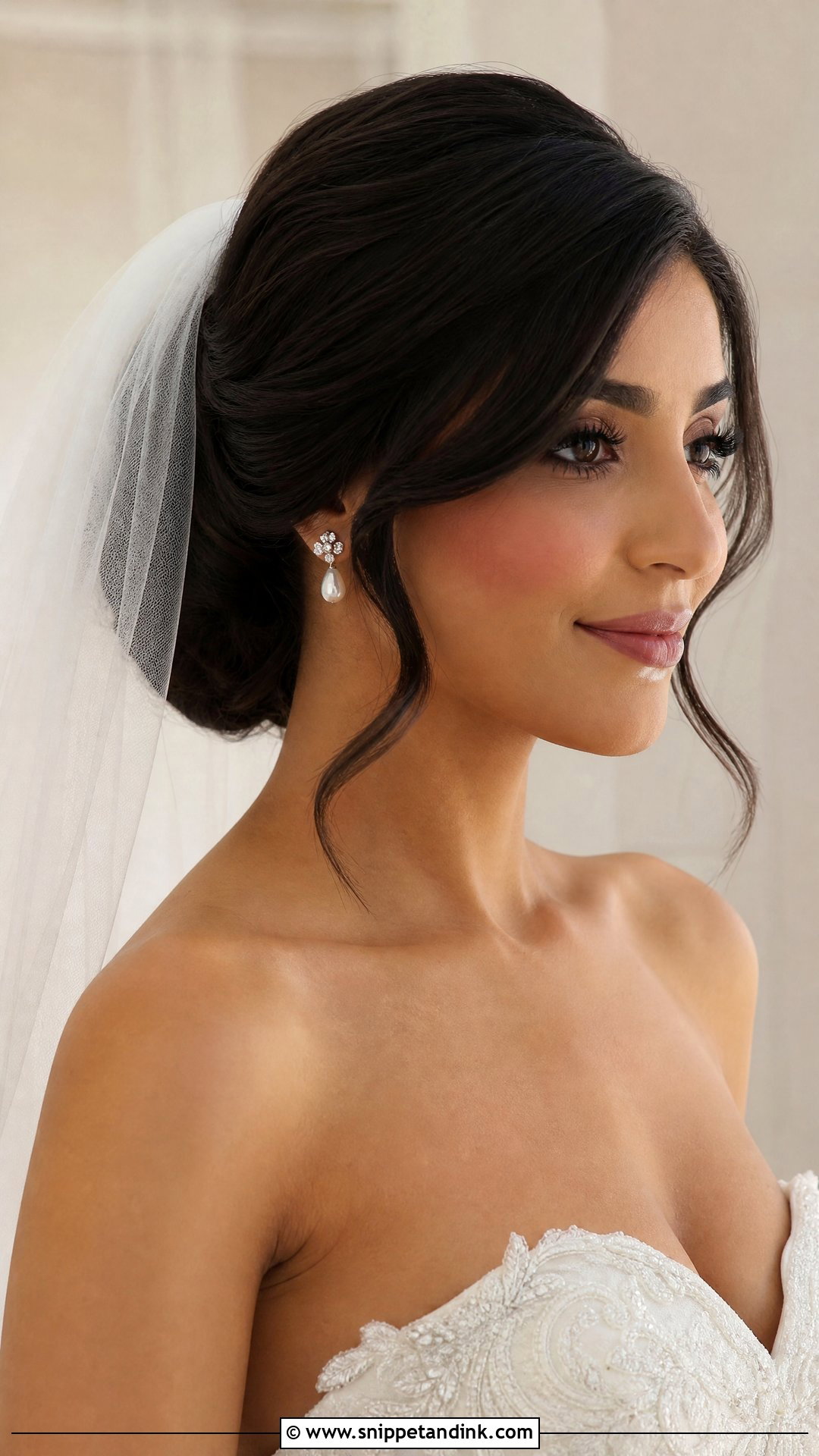 Front Bridal Veil Bun - Snippet and Ink - 15 Front Bridal Hair Style Ideas