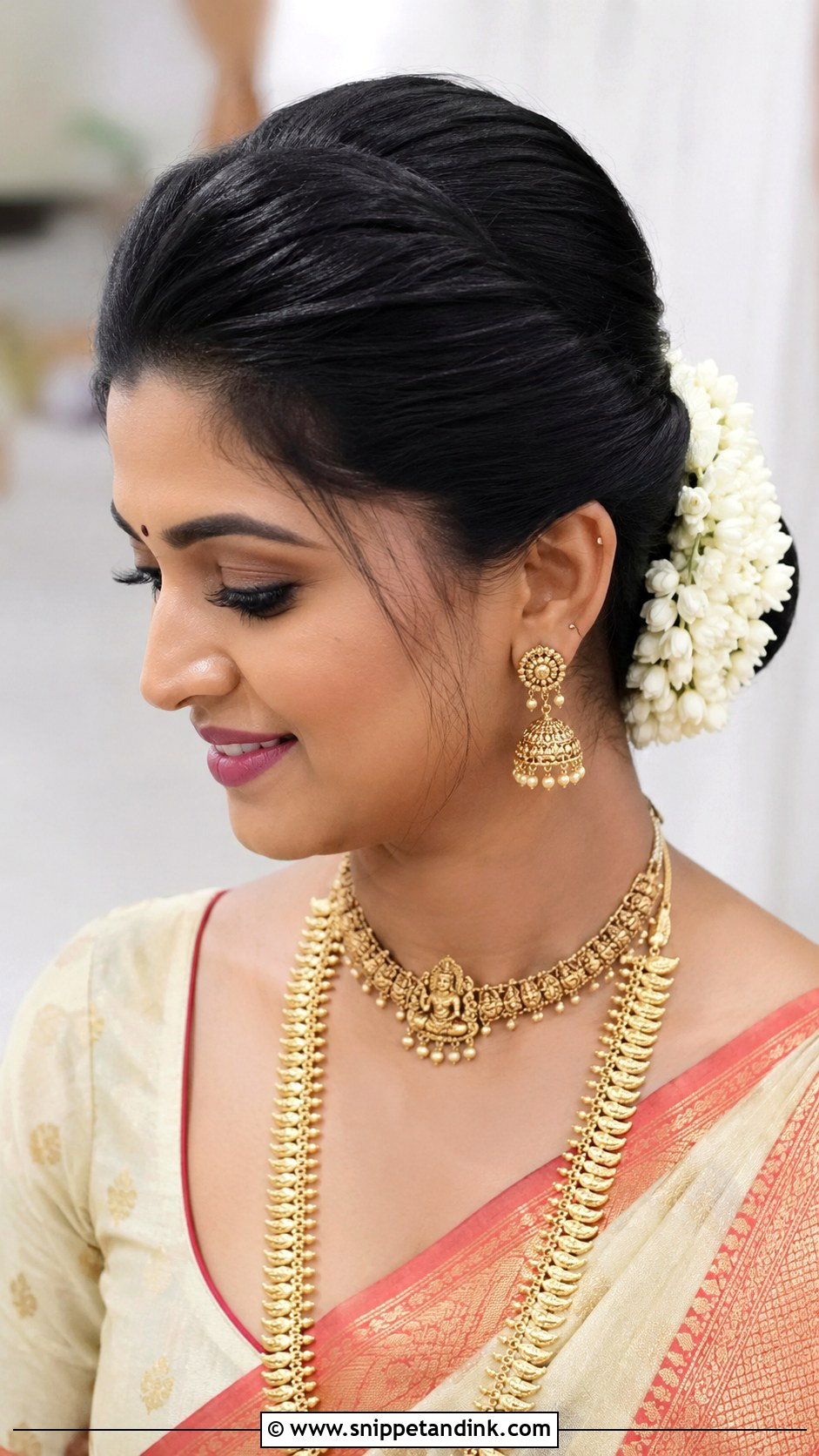 Front Bump With Low Bun - Snippet and Ink - 30 Indian Wedding Front Hairstyles