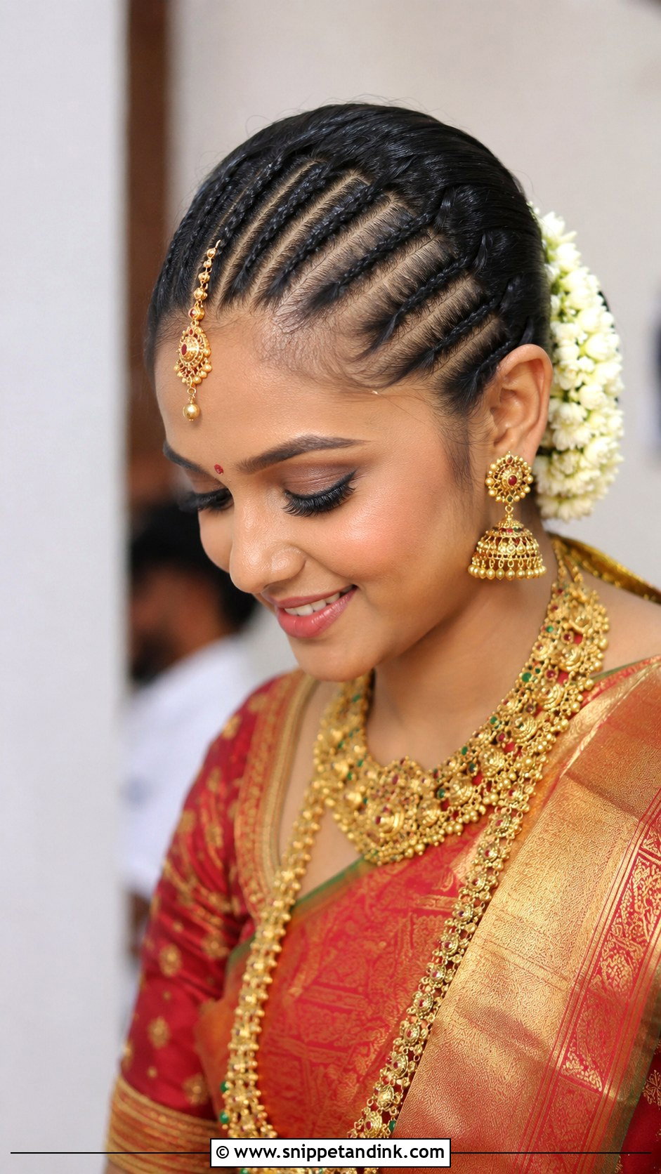 Front Cornrow Braids South Indian Style - Snippet and Ink - 30 Indian Wedding Front Hairstyles