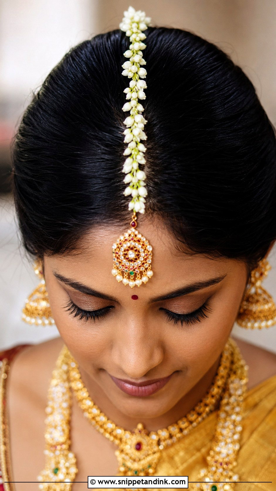 Front Floral Parting for South Indian Bride - Snippet and Ink - 25 Indian Bridal Front Hairstyles