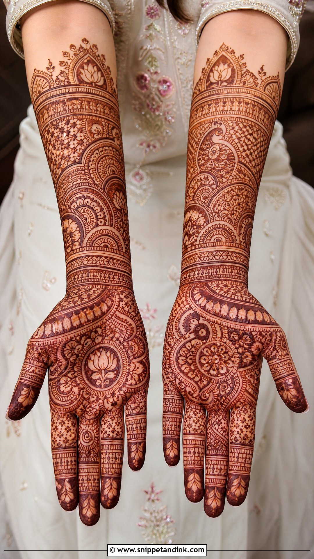 Front Full Hand Bridal Mehndi Design - Snippet and Ink - 30 Latest Front Full Hand Mehndi Designs