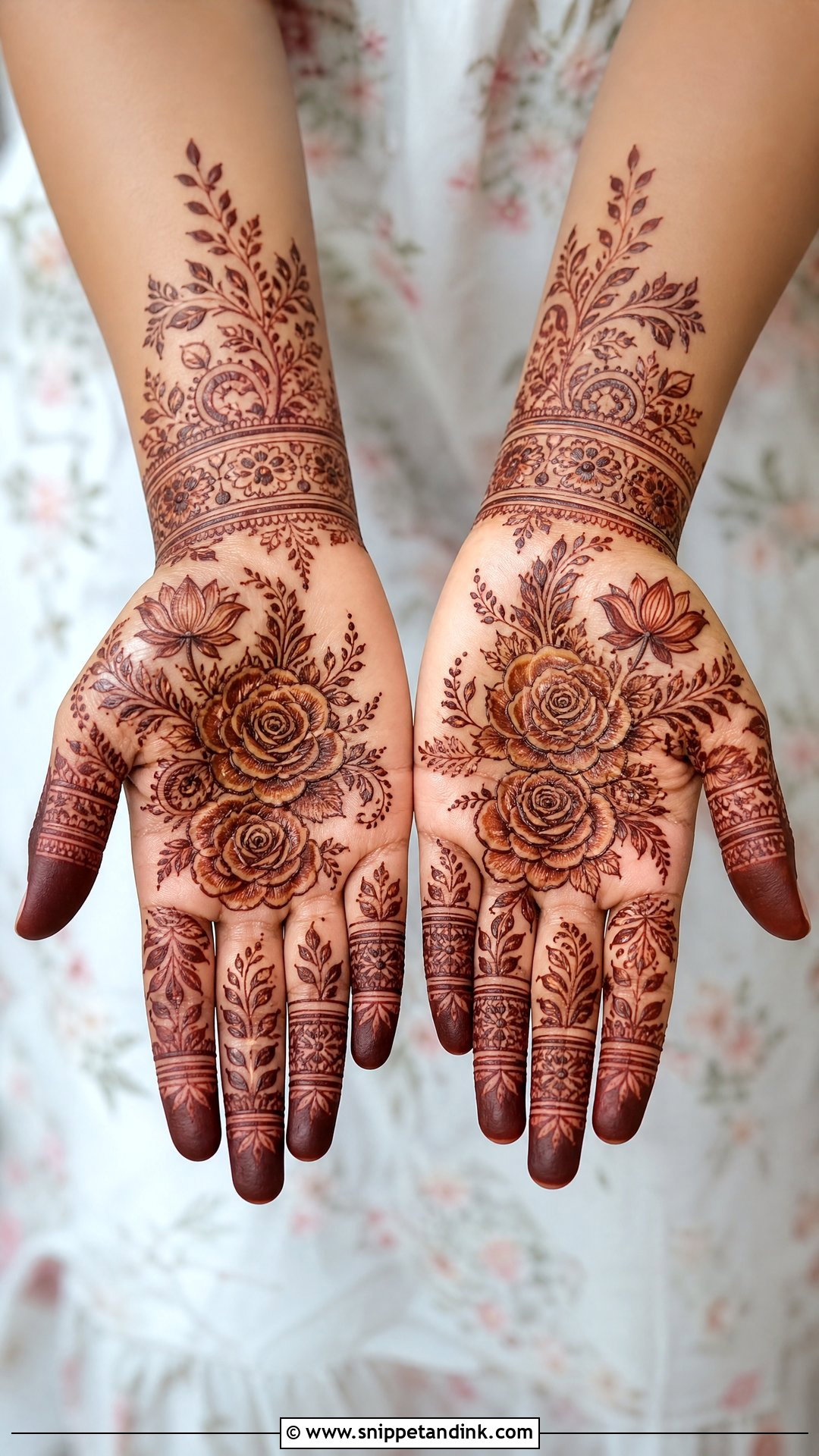 Front Full Hand Floral Mehndi Design - Snippet and Ink - 30 Latest Front Full Hand Mehndi Designs