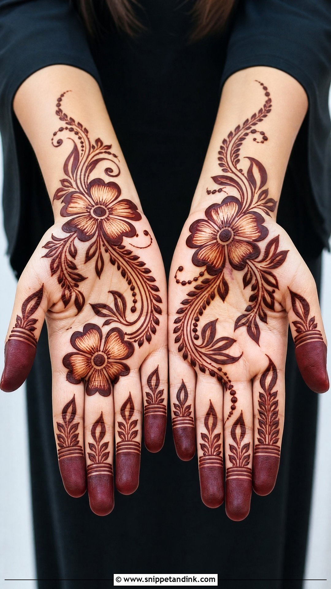 Front Full Hand Gulf Mehndi Design - Snippet and Ink - 30 Latest Front Full Hand Mehndi Designs