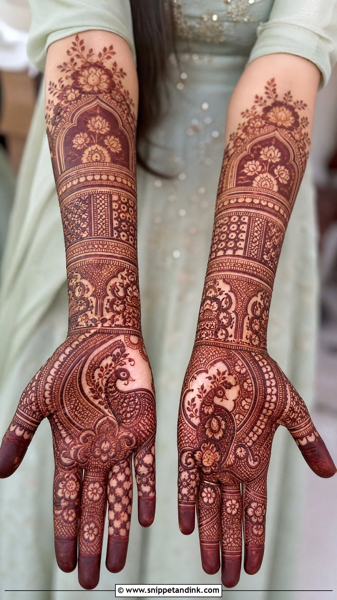Front Full Hand Heavy Mehndi Design - Snippet and Ink - 30 Latest Front Full Hand Mehndi Designs