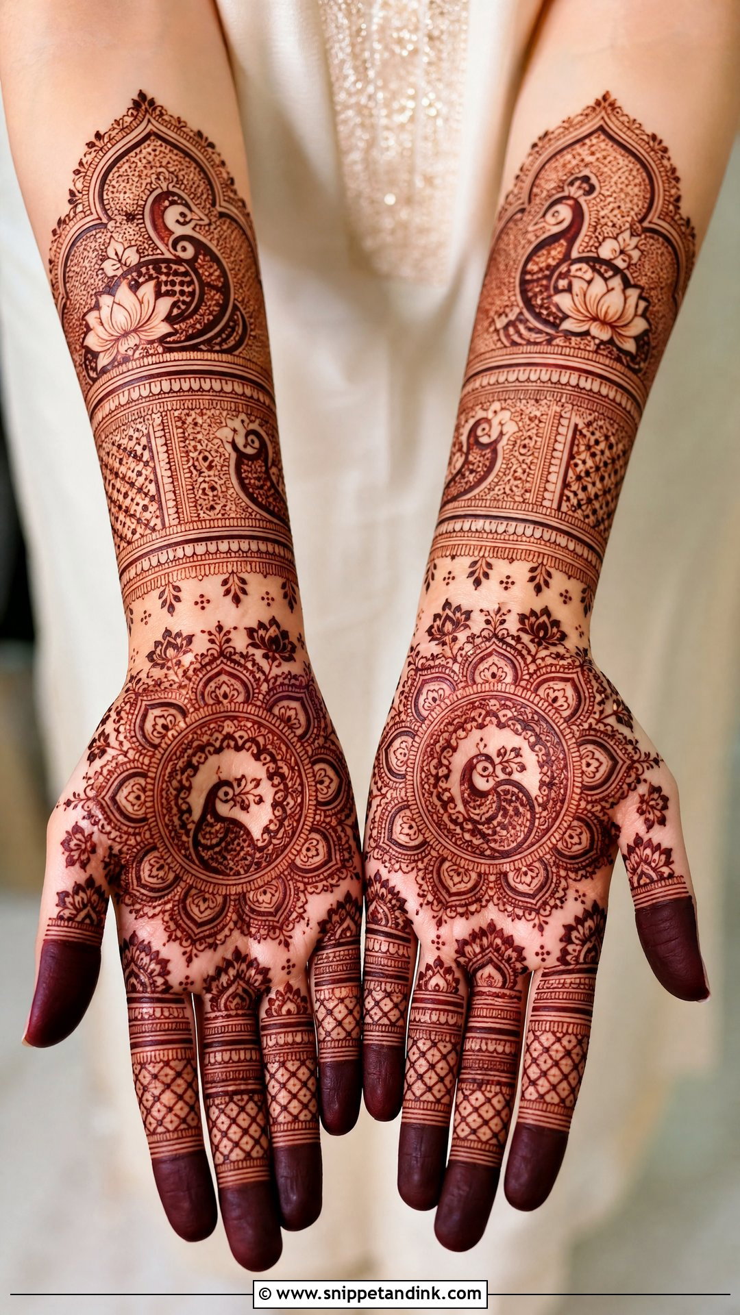 Front Full Hand Indian Mehndi Design - Snippet and Ink - 30 Latest Front Full Hand Mehndi Designs