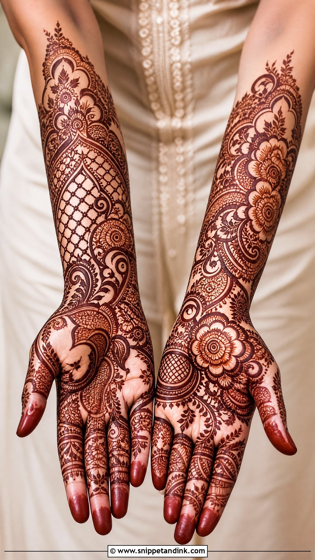 Front Full Hand Indo Arabic Mehndi Design - Snippet and Ink - 30 Latest Front Full Hand Mehndi Designs