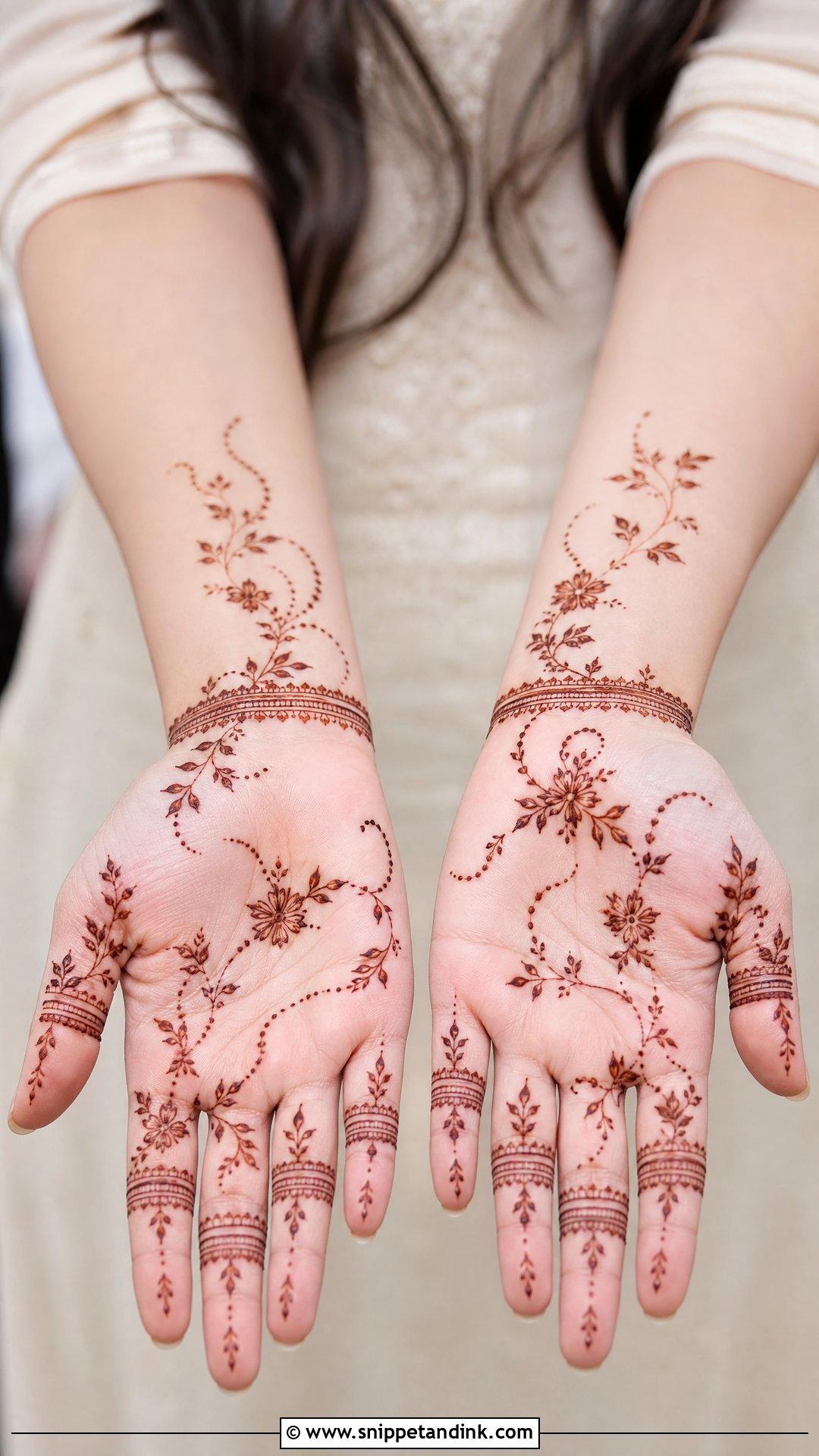 Front Full Hand Minimal Mehndi Design - Snippet and Ink - 30 Latest Front Full Hand Mehndi Designs