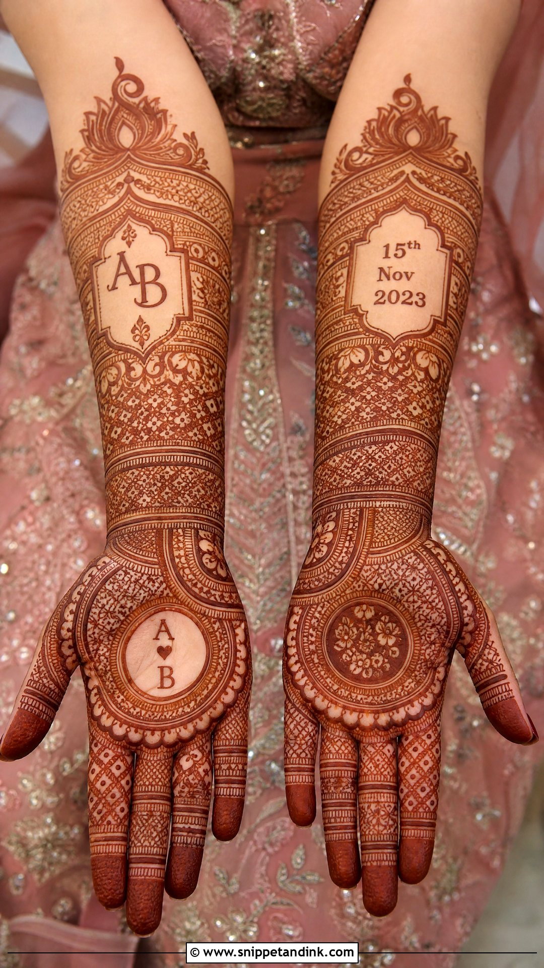 Front Full Hand Personalized Mehndi Design - Snippet and Ink - 30 Latest Front Full Hand Mehndi Designs