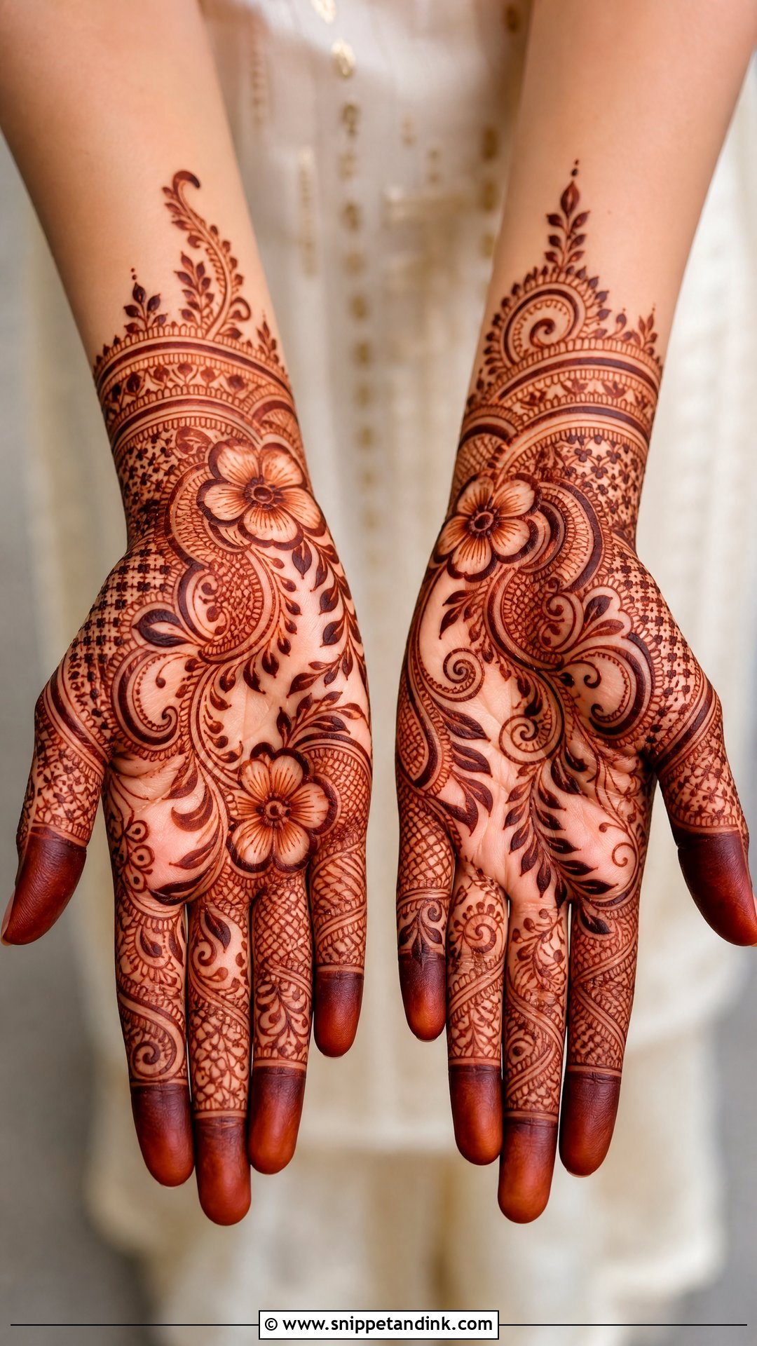 Front Full Hand Shaded Mehndi Design - Snippet and Ink - 30 Latest Front Full Hand Mehndi Designs