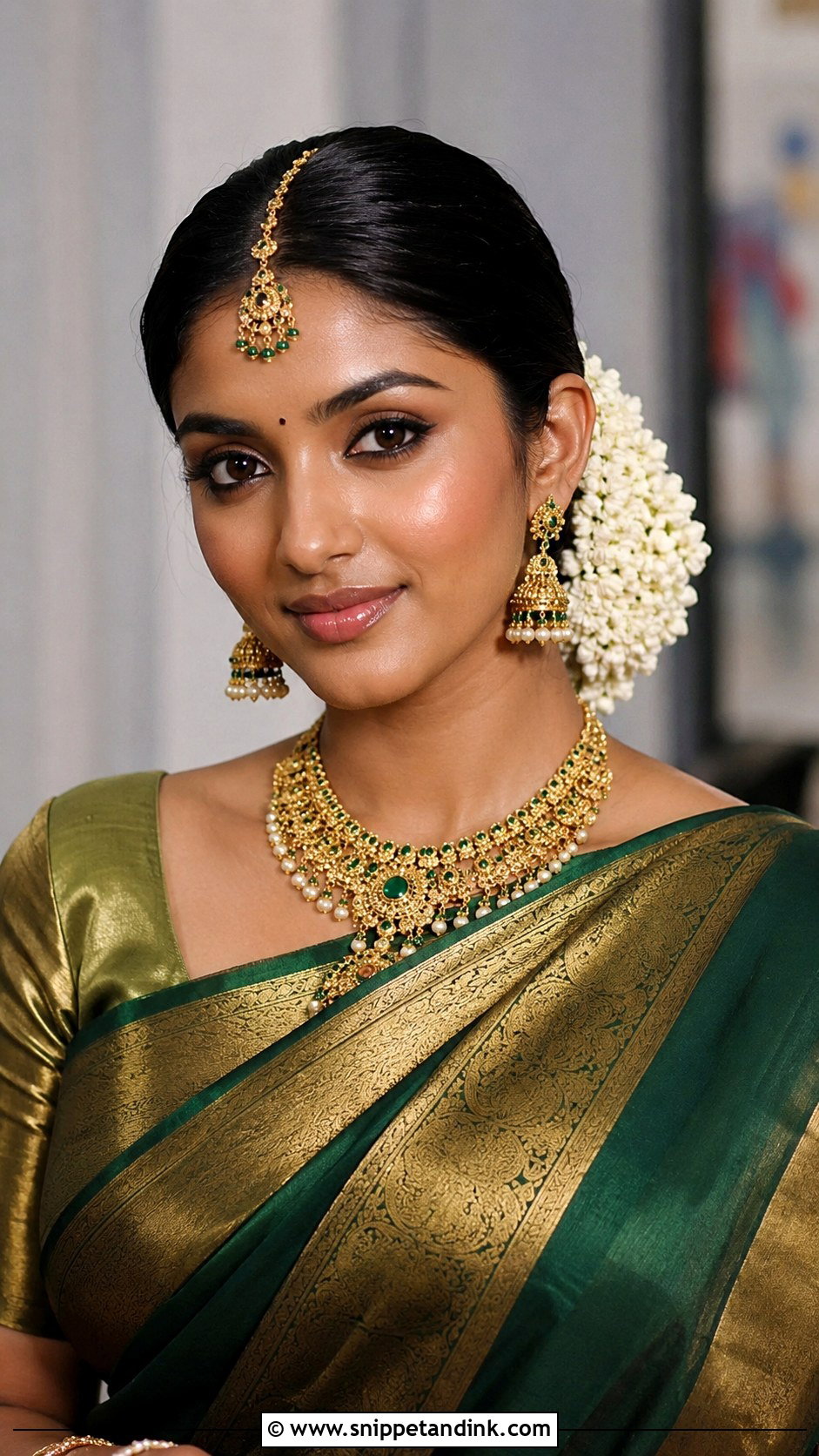 Front Gajra Styling With Bun - Snippet and Ink - 25 Indian Bridal Front Hairstyles