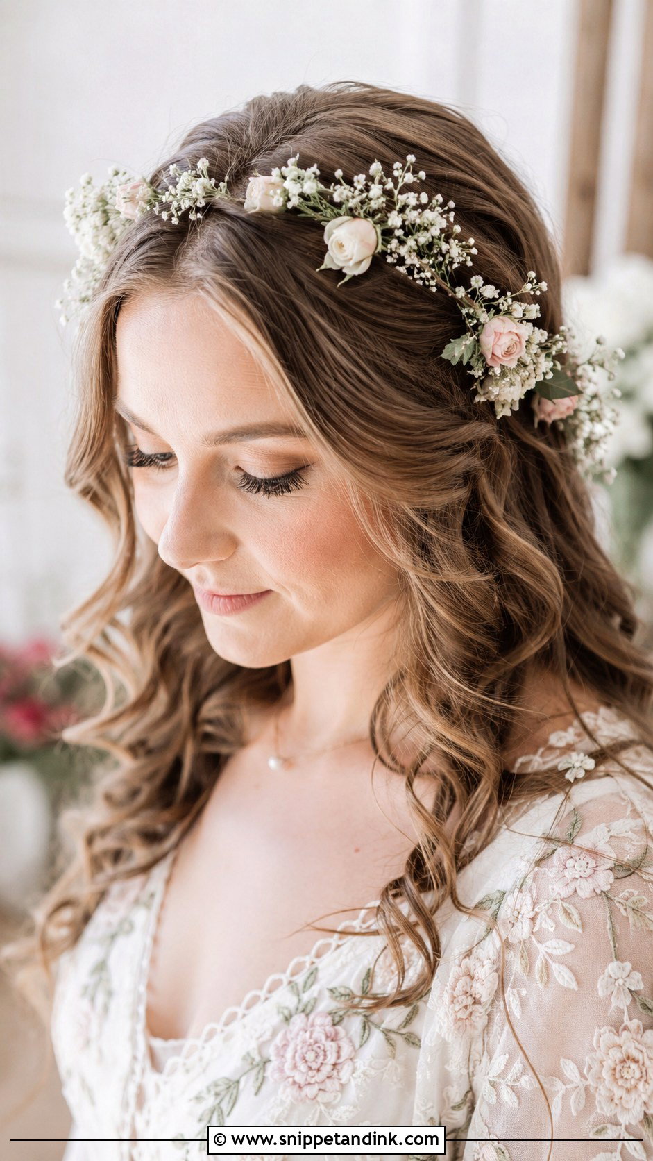 Front Hair With Floral Accessories - Snippet and Ink - 30 Front Hair Styles for Wedding