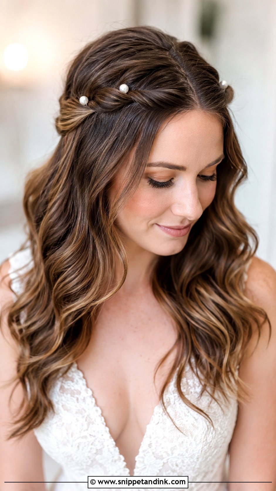 Front Hair With Pearl Pins - Snippet and Ink - 30 Front Hair Styles for Wedding