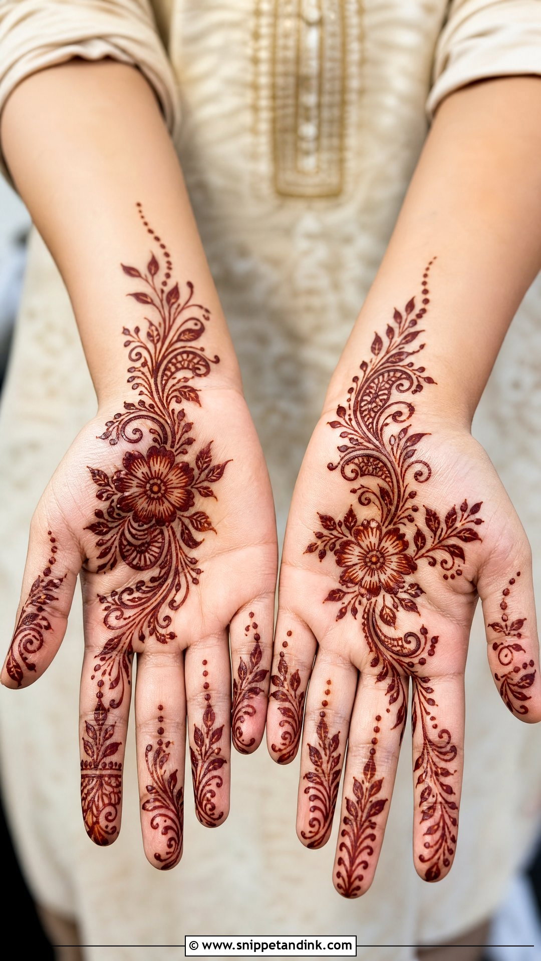 Front Hand Bel Mehndi Design - Snippet and Ink - 30 Easy Front Hand Mehndi Designs