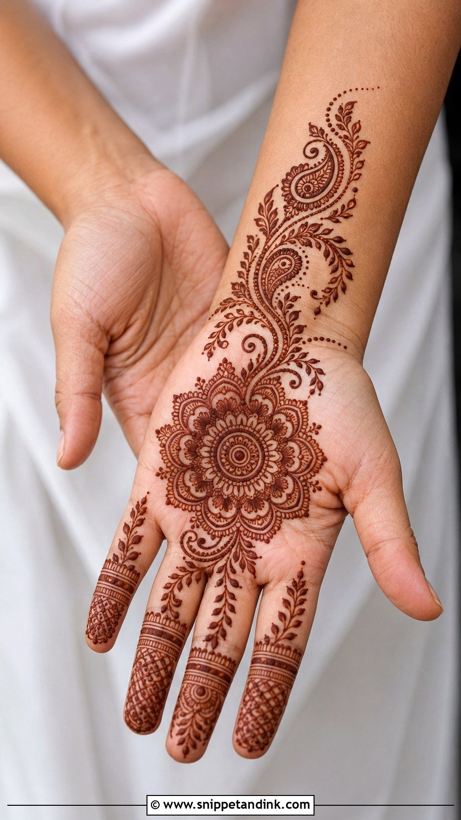 Front Hand Bel Mehndi Design - Snippet and Ink - 30 Bel Mehndi Designs