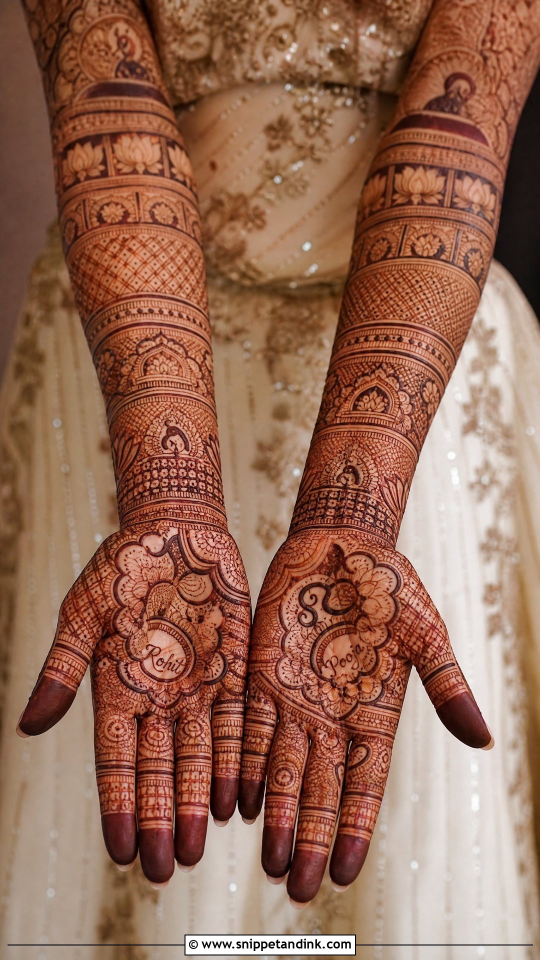 Front Hand Bridal Inside Mehndi Design - Snippet and Ink - 25 Inside Mehndi Designs