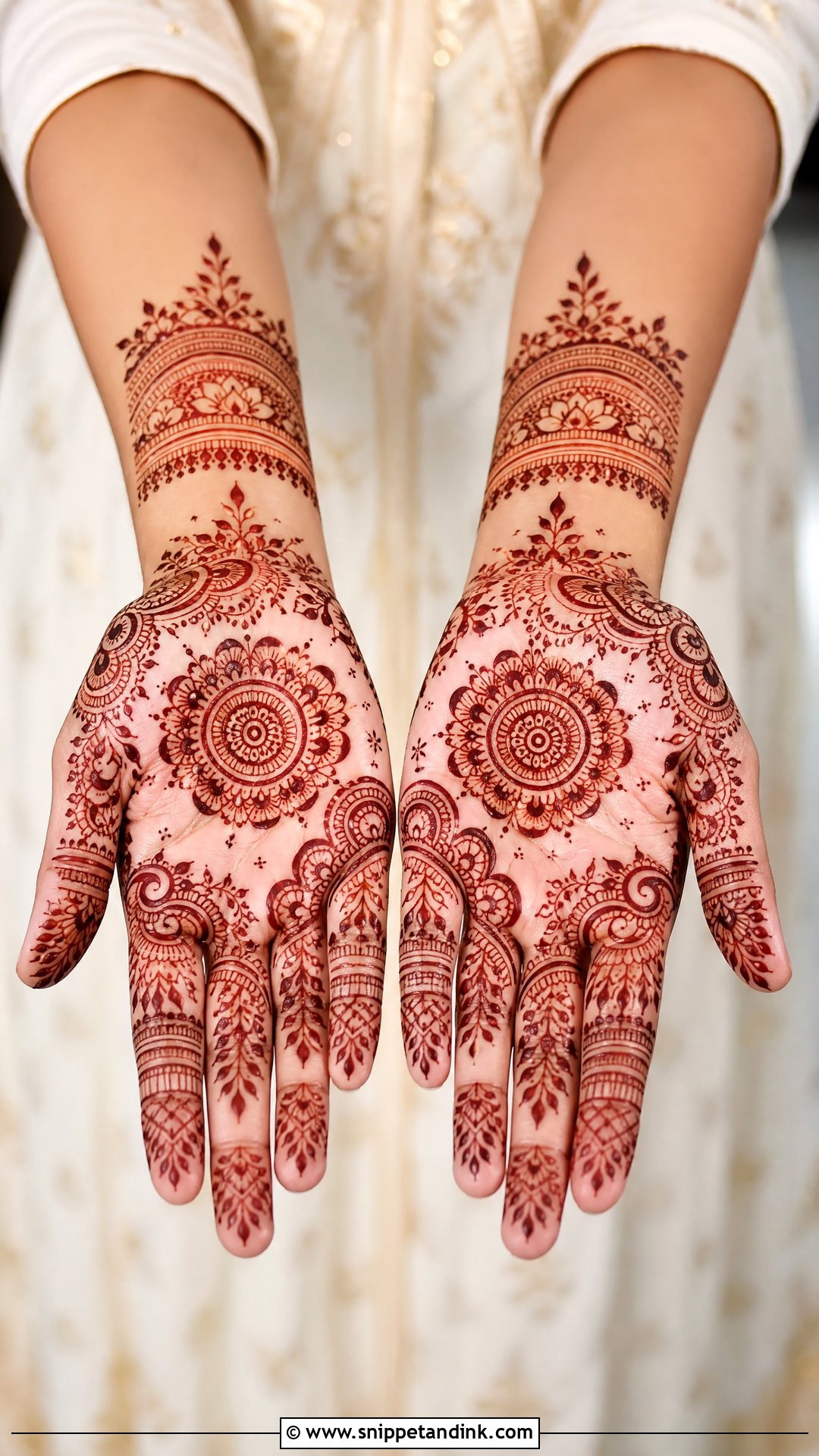 Front Hand Bridal Khafif Mehndi Design - Snippet and Ink - 20 Bridal Khafif Mehndi Designs