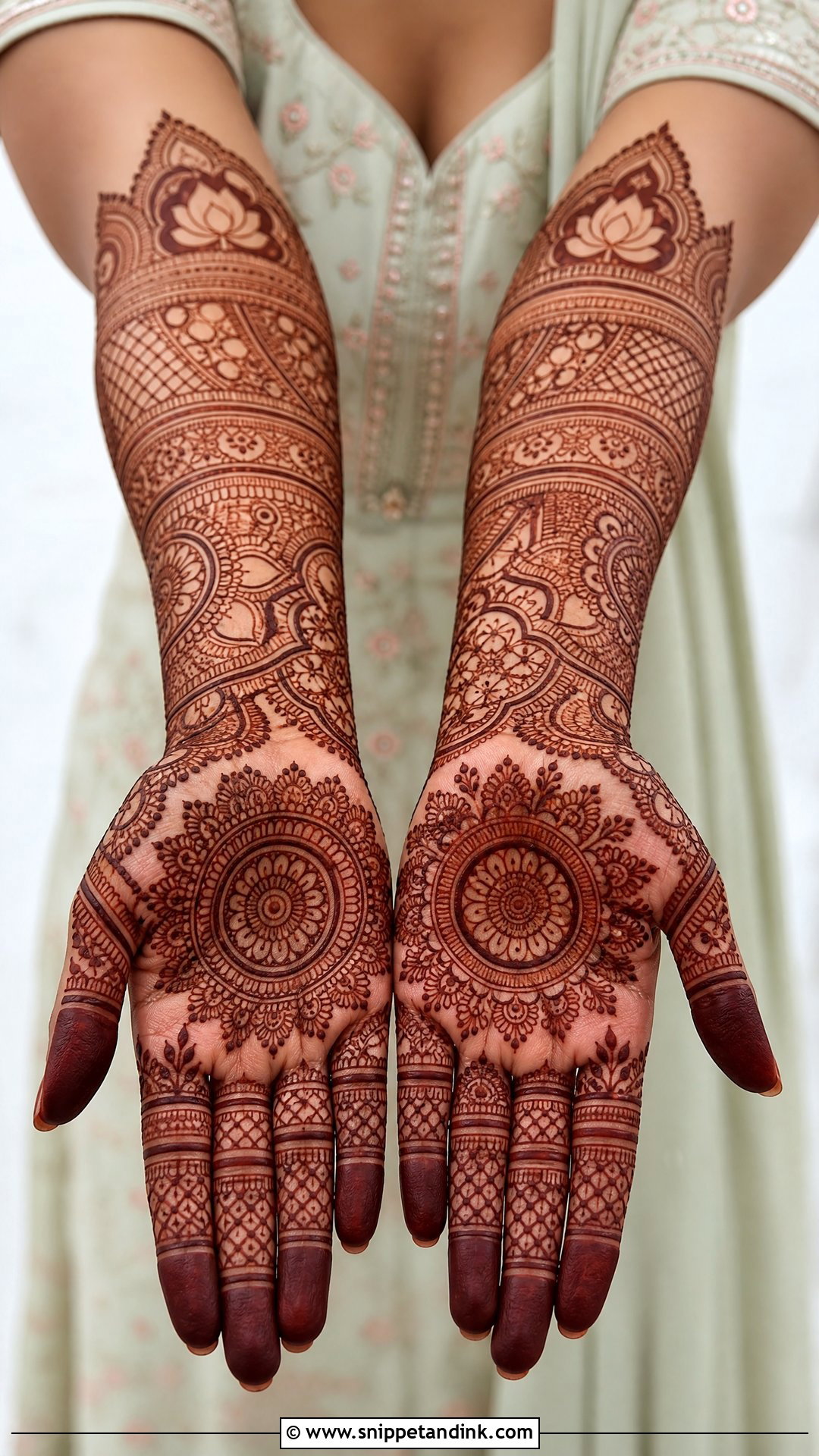 Front Hand Bridal Mehndi Design - Snippet and Ink - 20 Indian Wedding Mehndi Designs