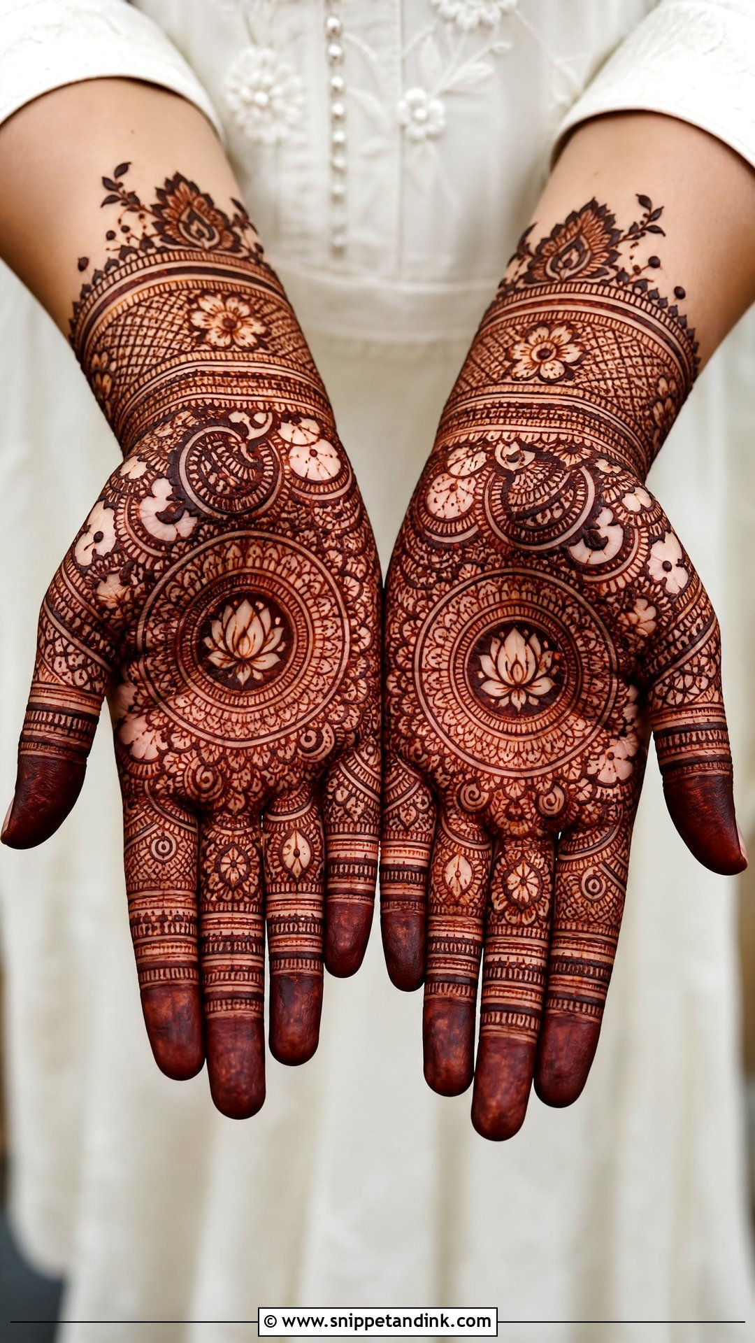 Front Hand Bridal Mehndi Design - Snippet and Ink - 25 Bridal Hand Mandhi Mehndi Design Ideas
