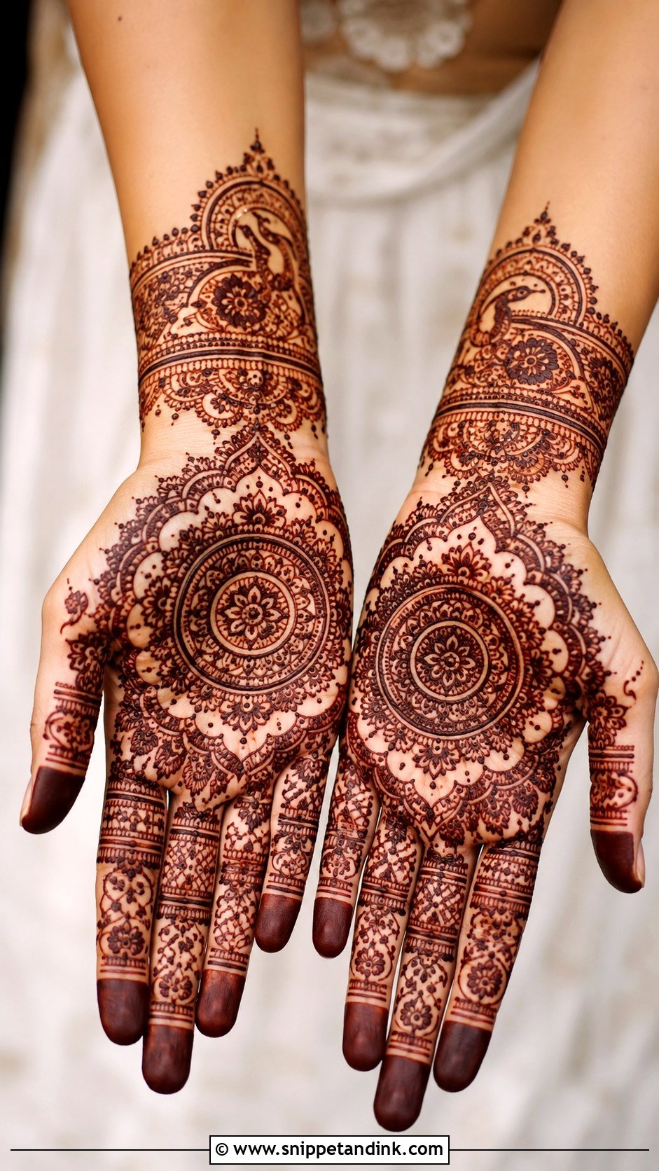 Front Hand Bridal Mehndi Design - Snippet and Ink - 30 Latest Unique Bridal Mehndi Designs