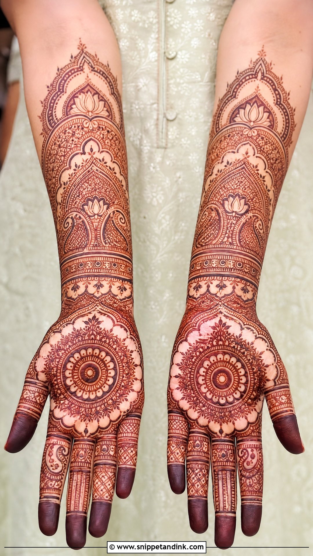 Front Hand Bridal Mehndi Design - Snippet and Ink - 30 Mehndi Design for Bride Ideas