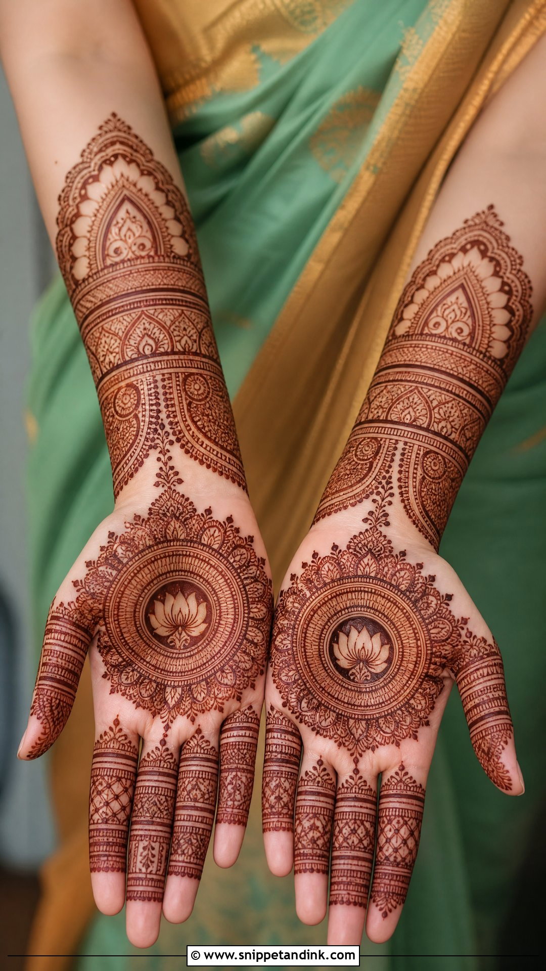 Front Hand Bridal Mehndi For Saree Look - Snippet and Ink - 20 Bridal Mehndi Designs Dress