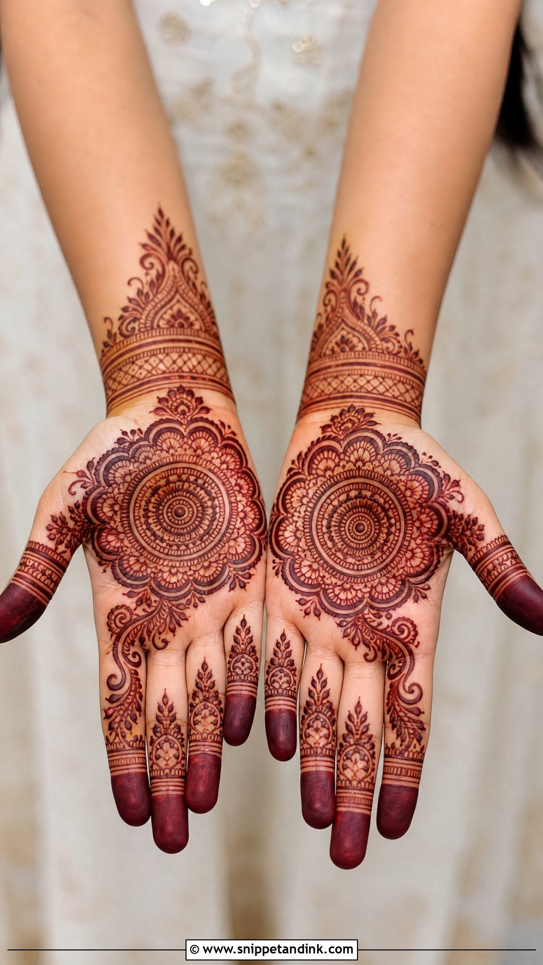 Front Hand Bridal Tikki Mehndi Design - Snippet and Ink - 20 Bridal Tikki Mehndi Designs