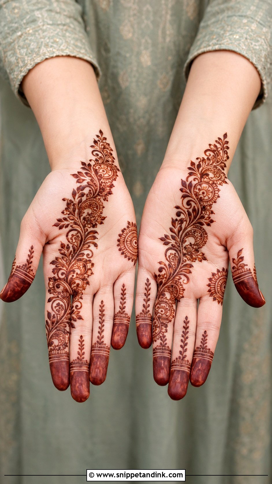 Front Hand Diagonal Mehndi Design - Snippet and Ink - 35 Modern Front Hand Mehndi Designs