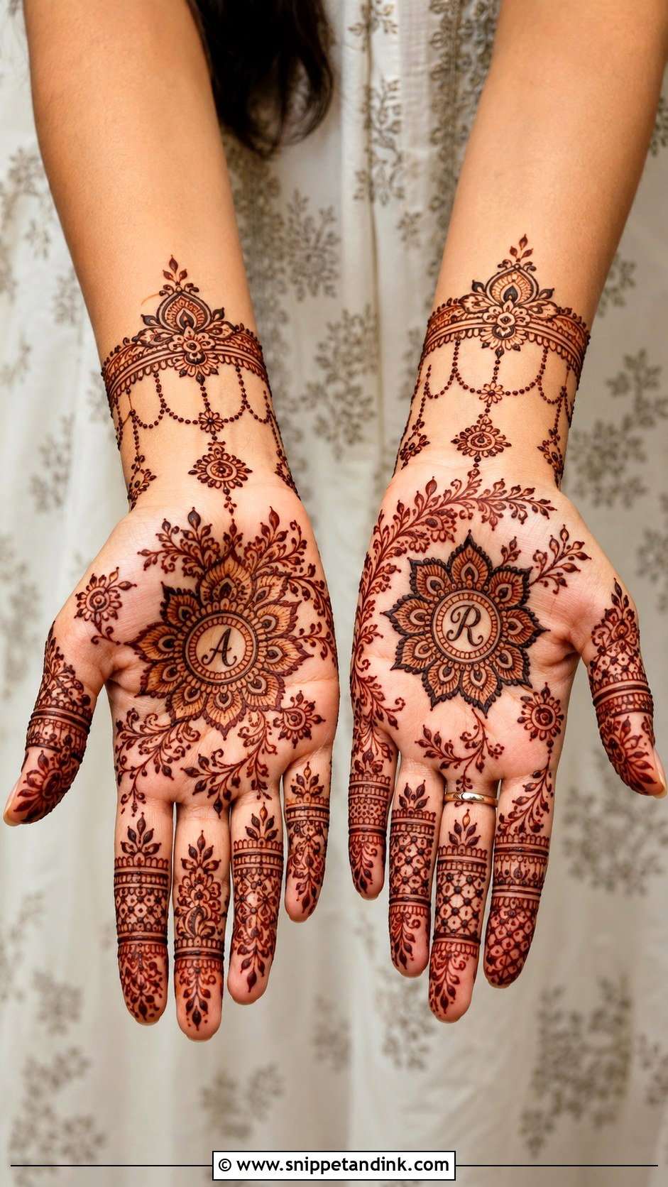 Front Hand Engagement Mehndi Design - Snippet and Ink - 35 Front Hand Mehndi Designs