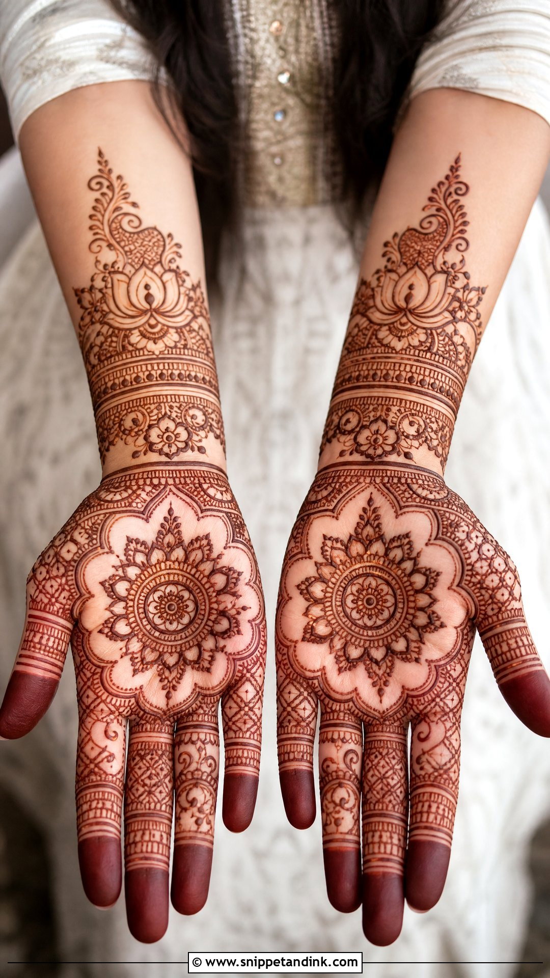 Front Hand Engagement Mehndi Design - Snippet and Ink - 30 Mehndi Designs for Engagement Brides