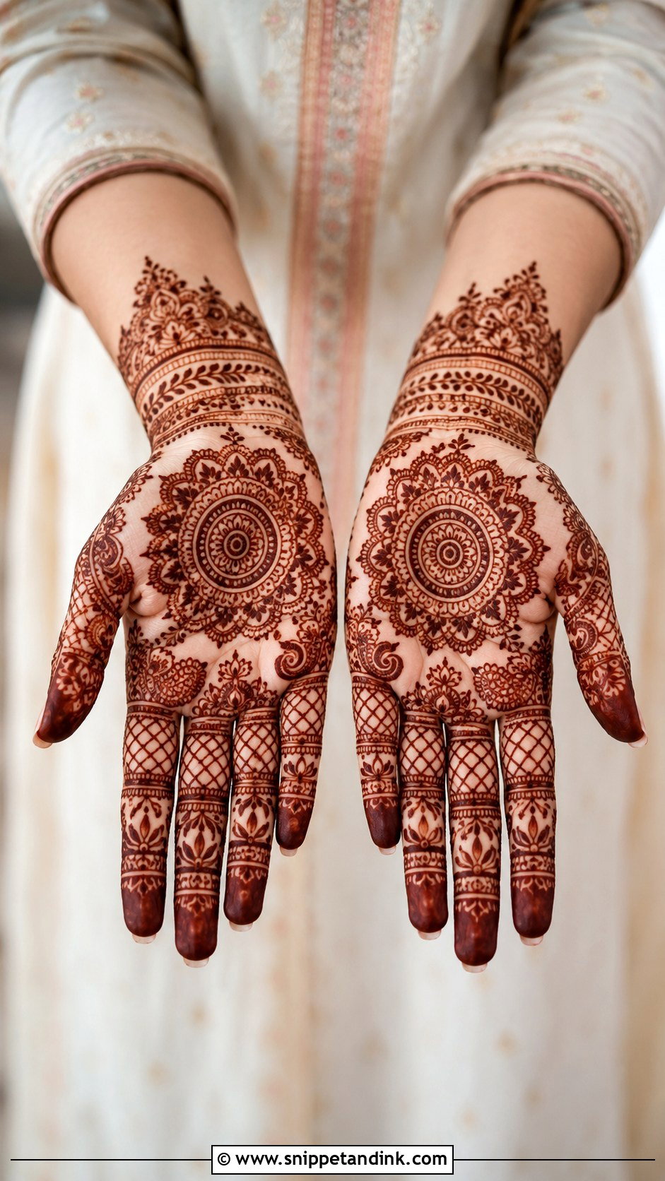 Front Hand Engagement Mehndi Design - Snippet and Ink - 30 Unique Engagement Mehndi Designs