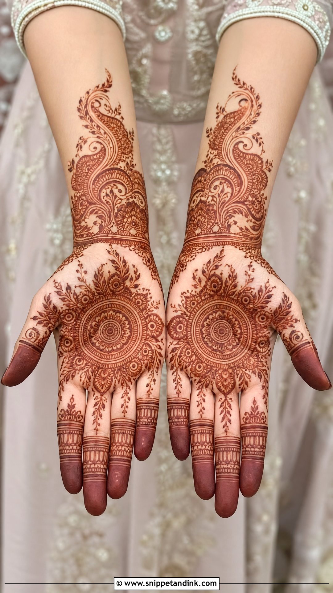 Front Hand Engagement Mehndi Design - Snippet and Ink - 20 Engagement Bride Mehndi Designs