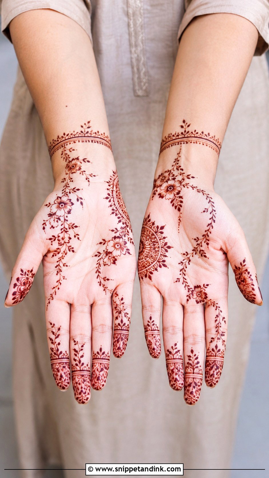 Front Hand Fine Line Mehndi Design - Snippet and Ink - 35 Modern Front Hand Mehndi Designs