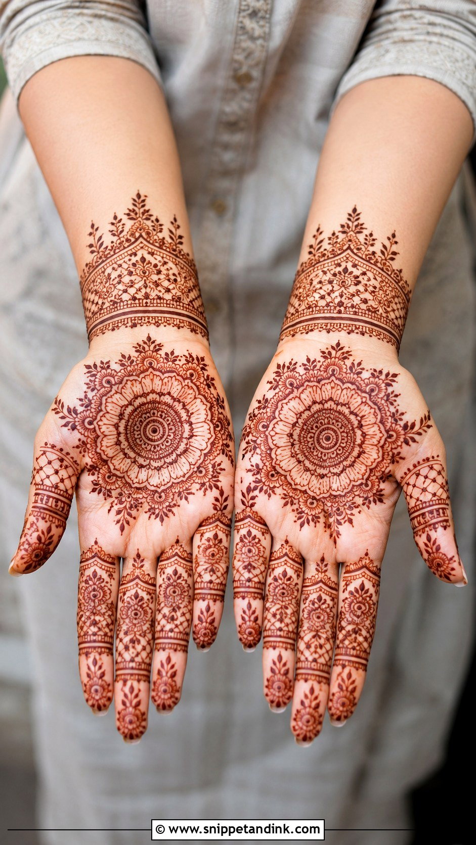 Front Hand Fine Line Mehndi Design - Snippet and Ink - 35 Latest Unique Front Hand Mehndi Designs
