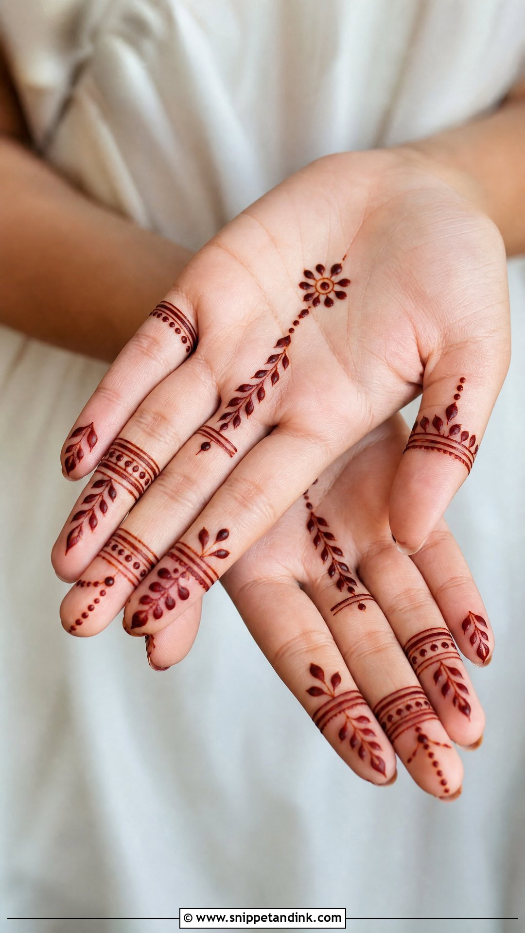 Front Hand Finger Mehndi Design - Snippet and Ink - 30 Easy Front Hand Mehndi Designs