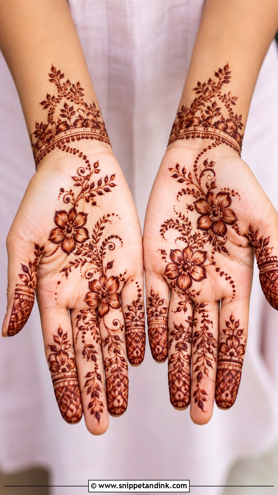 Front Hand Floral Mehndi Design - Snippet and Ink - 35 Mehndi Designs for Beginners