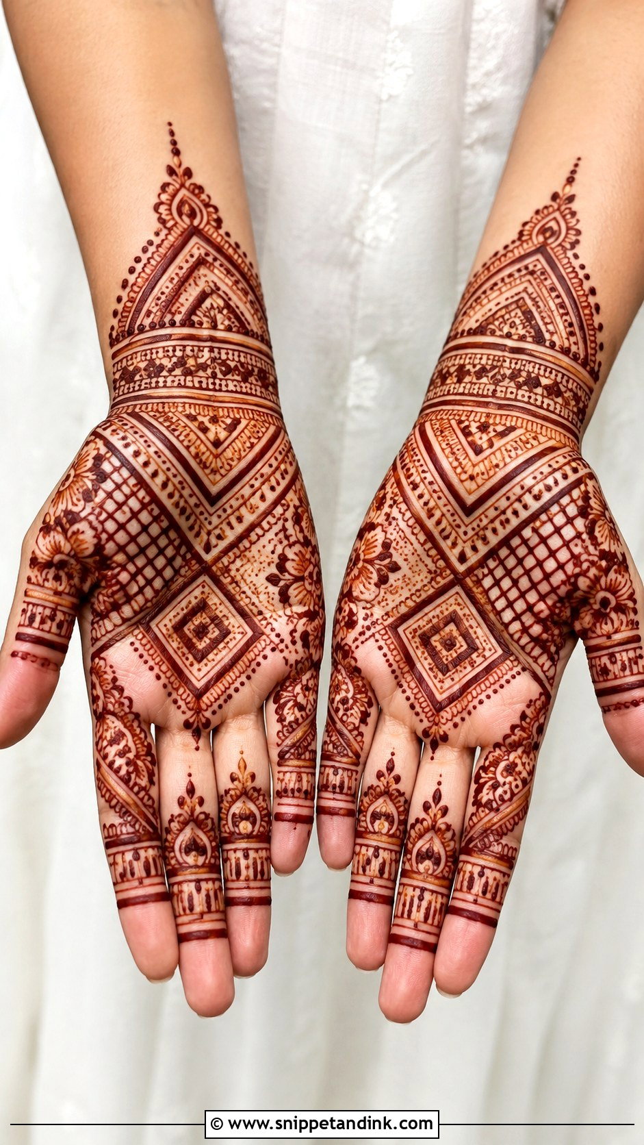 Front Hand Geometric Mehndi Design - Snippet and Ink - 35 Modern Front Hand Mehndi Designs