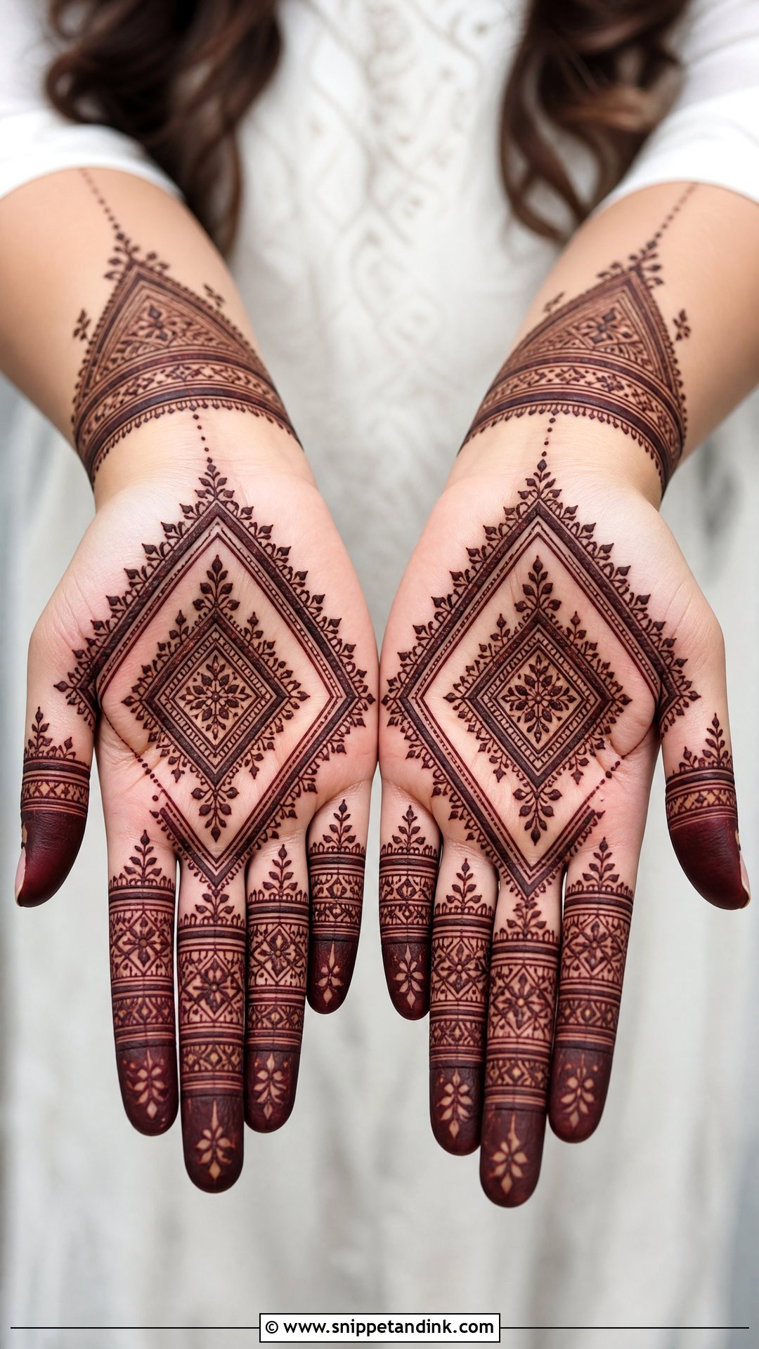 Front Hand Geometric Mehndi Design - Snippet and Ink - 30 Easy Front Hand Mehndi Designs