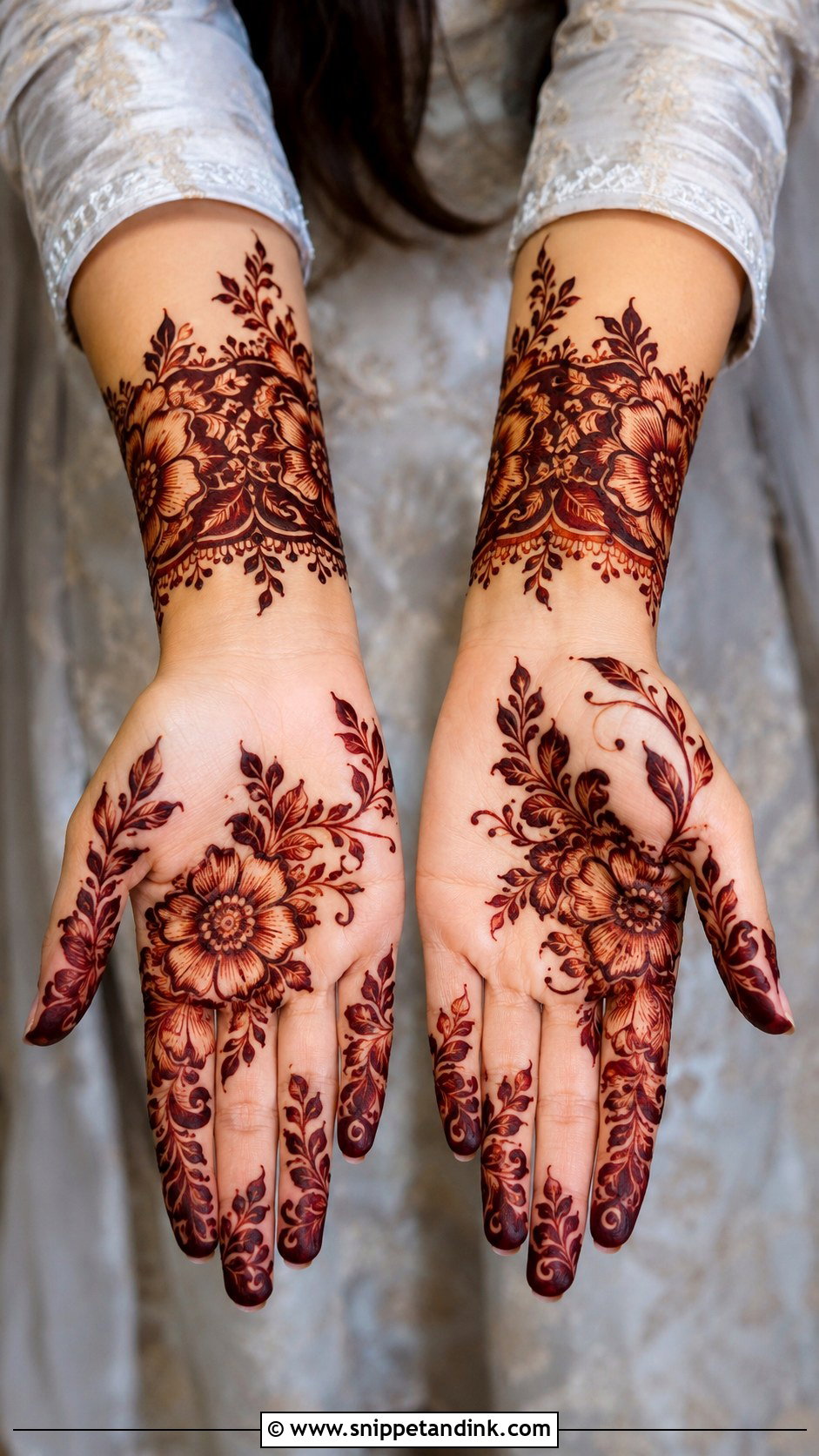 Front Hand Gulf Mehndi Design - Snippet and Ink - 35 Front Hand Mehndi Designs