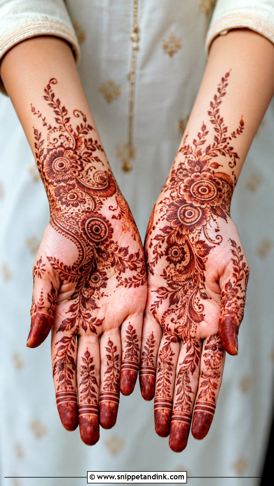 Front Hand Gulf Mehndi Design - Snippet and Ink - 35 Stylish Front Hand Mehndi Designs