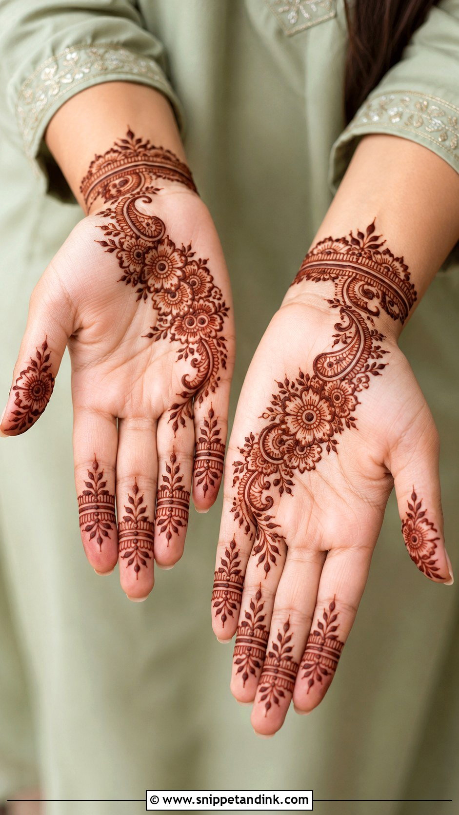 Front Hand Half Hand Mehndi Design - Snippet and Ink - 35 Front Hand Mehndi Designs