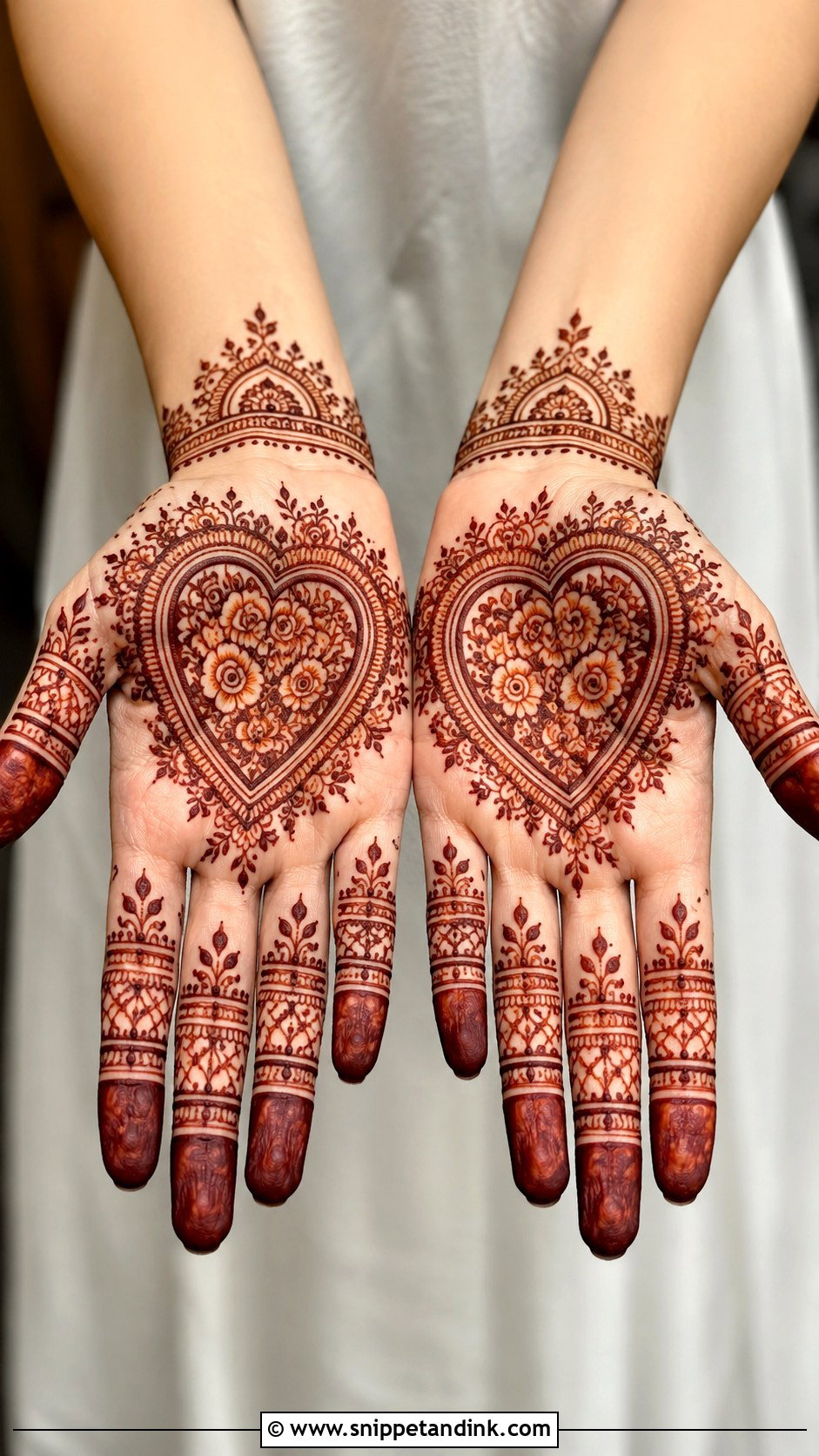 Front Hand Heart Mehndi Design - Snippet and Ink - 30 Heart Mehndi Designs