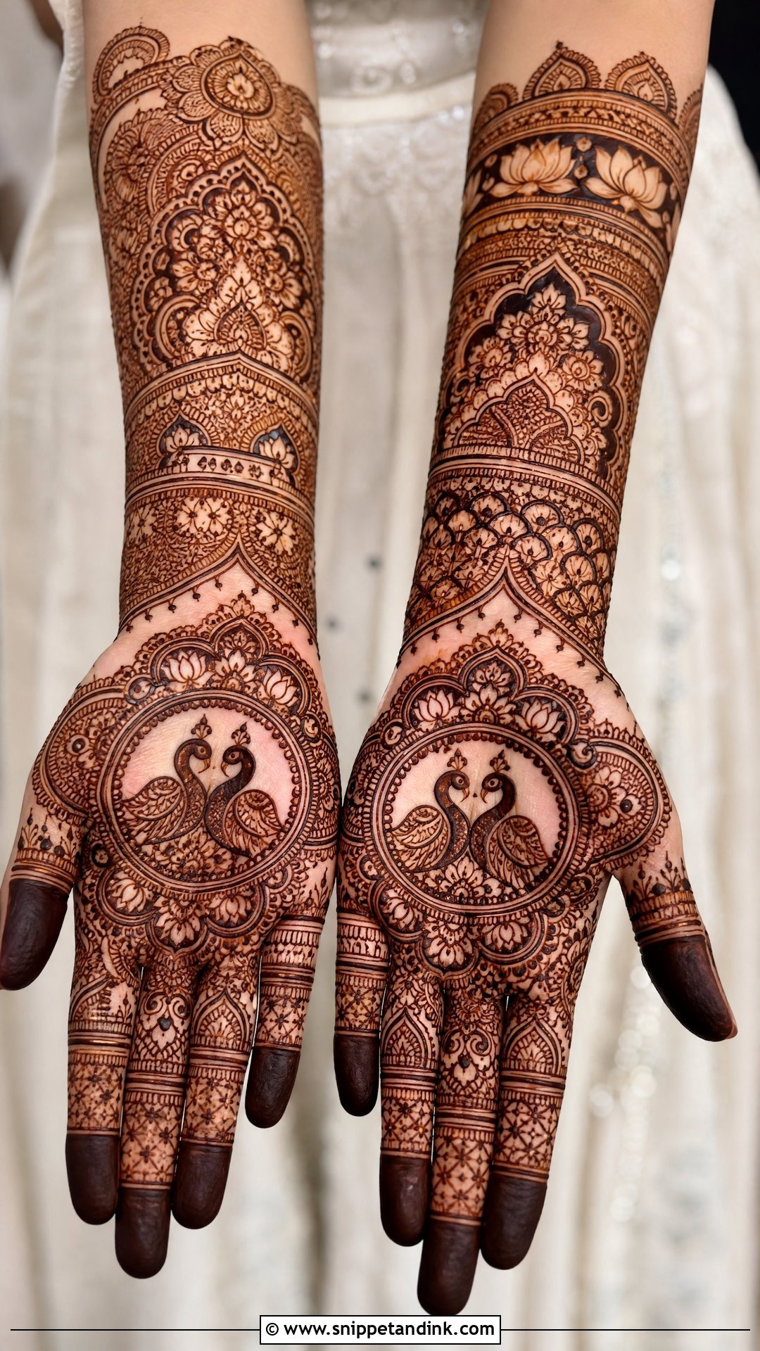 Front Hand Heavy Bridal Mehndi Design - Snippet and Ink - 20 Heavy Bridal Mehndi Designs