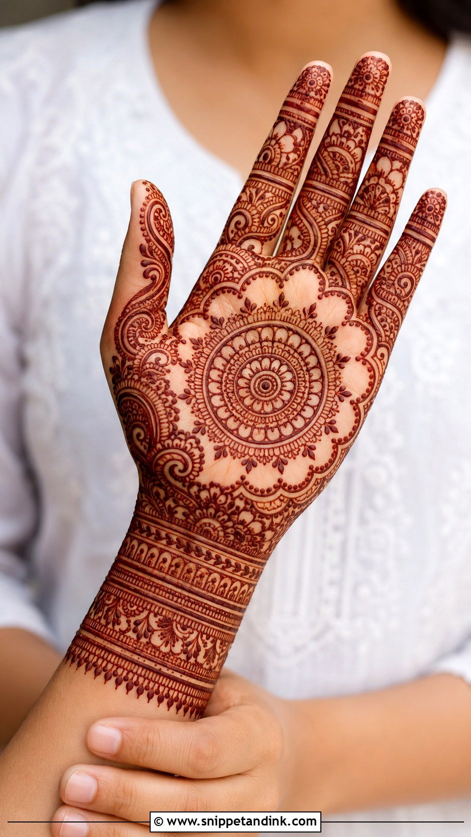 Front Hand Henna Mehndi Design - Snippet and Ink - 30 Henna Mehndi Designs